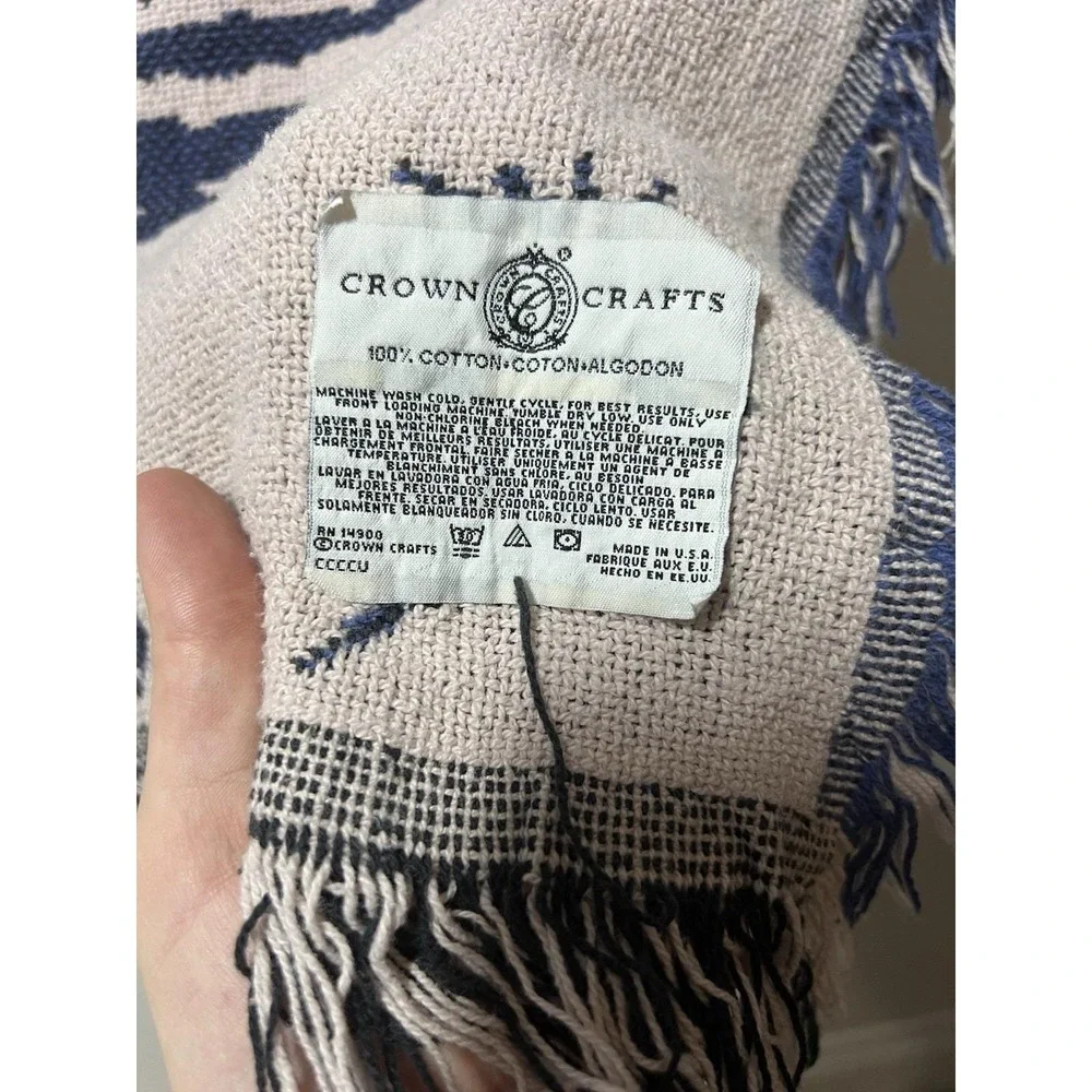 VTG Crown Crafts Tapestry Nautical Lighthouse Sea Shell Throw Blanket 50x60 USA